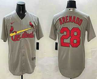 Mens St Louis Cardinals #28 Nolan Arenado Grey Stitched Cool Base Nike Jersey